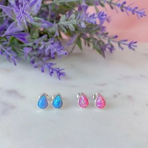 Genuine Opal tear drop 925 SS stud earrings